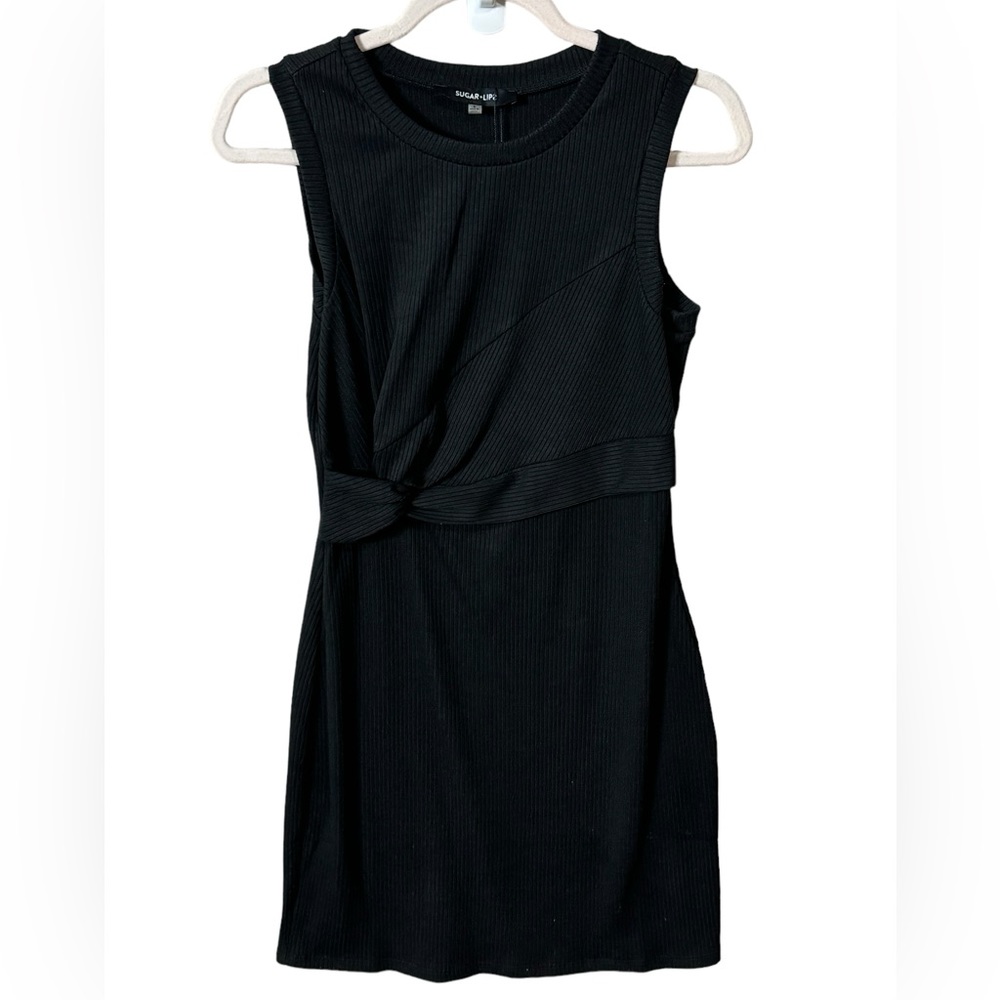 Sugarlips Wild One Front Twist Knit Dress Black Size Small Mini LBD - Picture 6 of 11